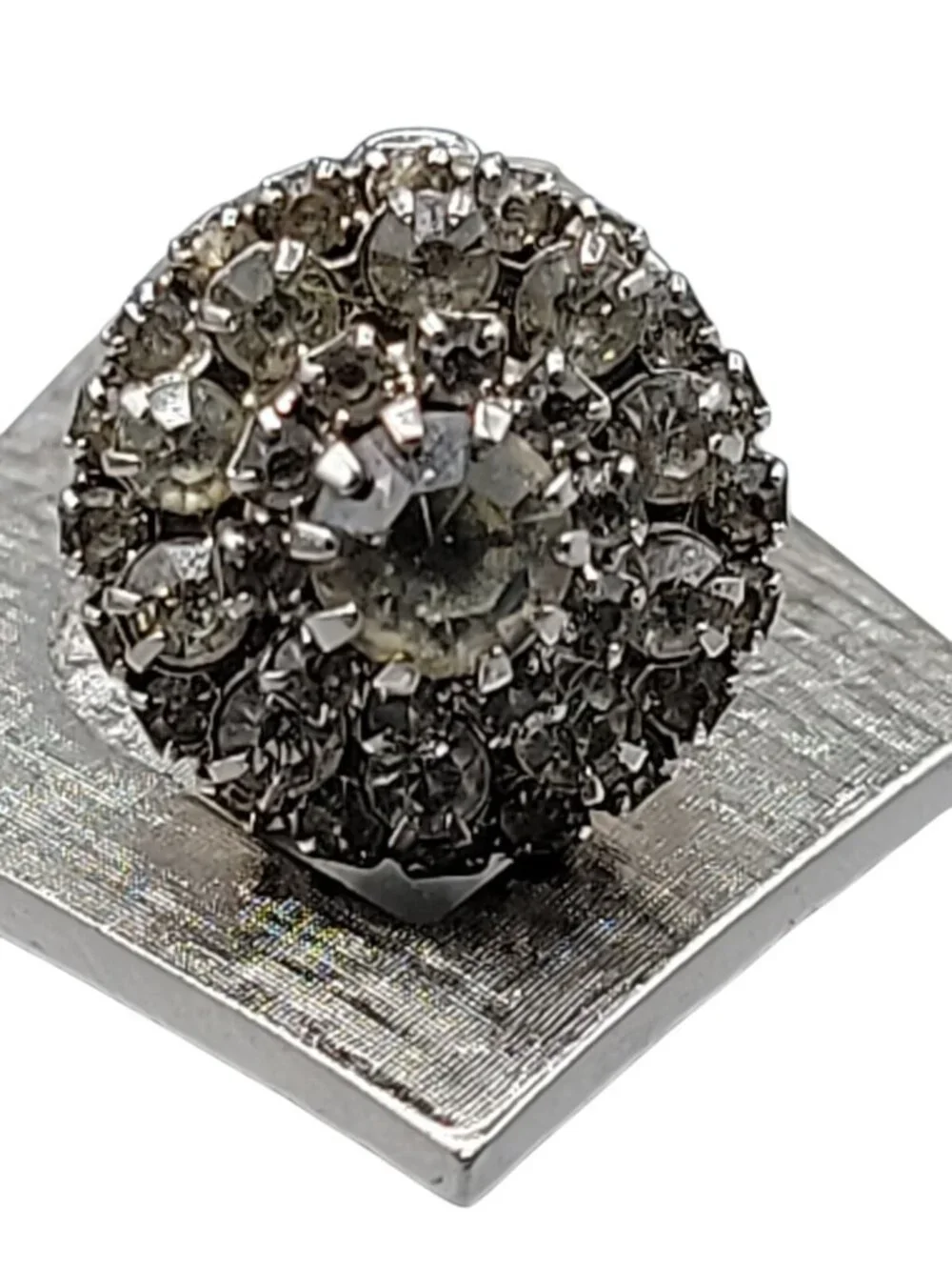 Schiaparelli Pendant Watch Vintage Rhinestone Cluster Top Silver Tone Rare Find
